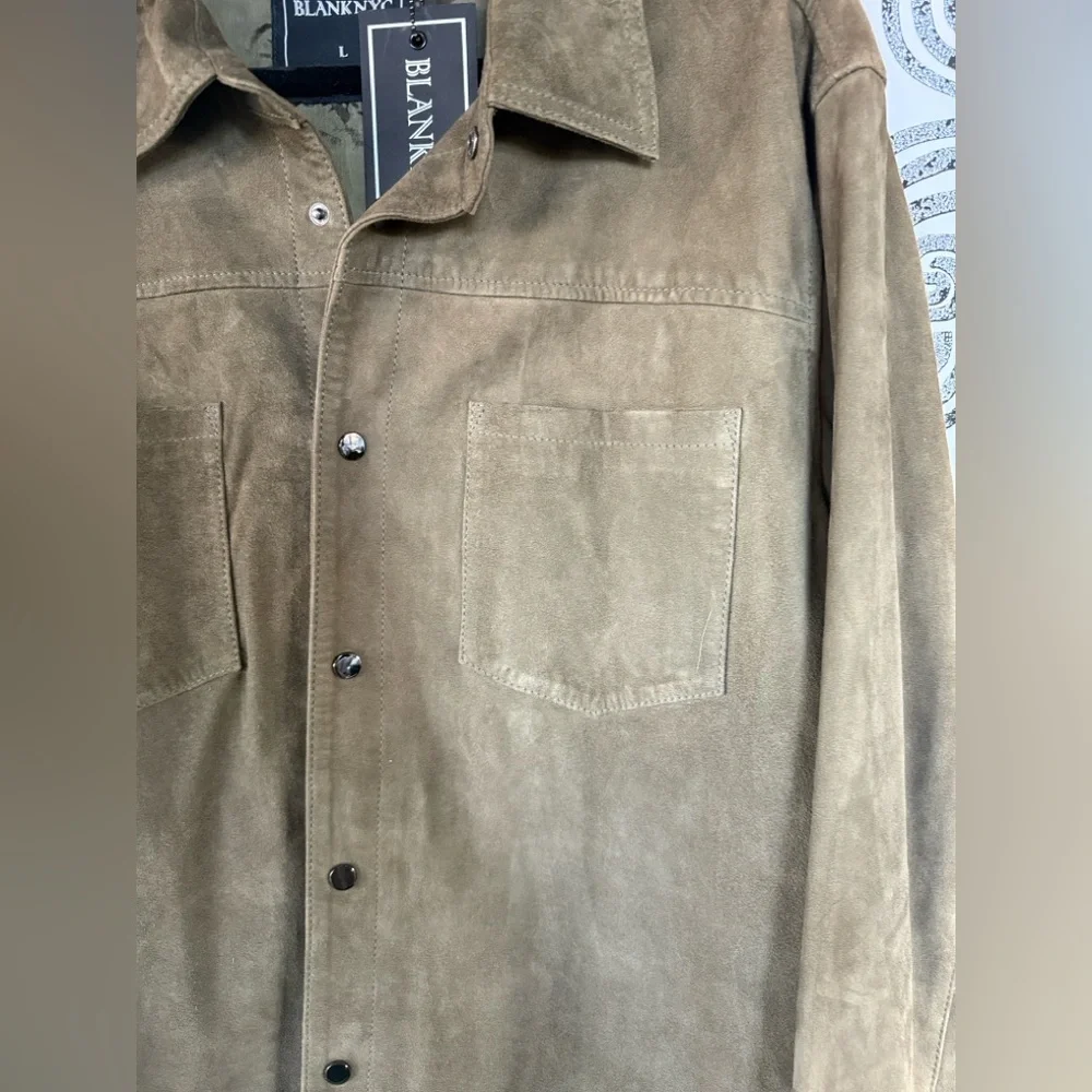 BLANKNYC Men's Olive Suede Shirt Jacket, NWT Size L